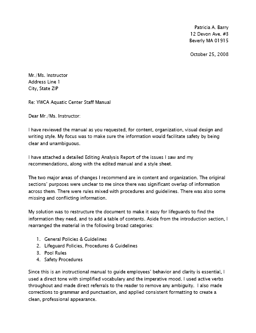 YWCA Cover Letter